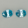 Пара голубых цирконов точной огранки формы овал, общий вес 11.33 кт, размер 12.11х8.63x5.8 мм (zircon0276)